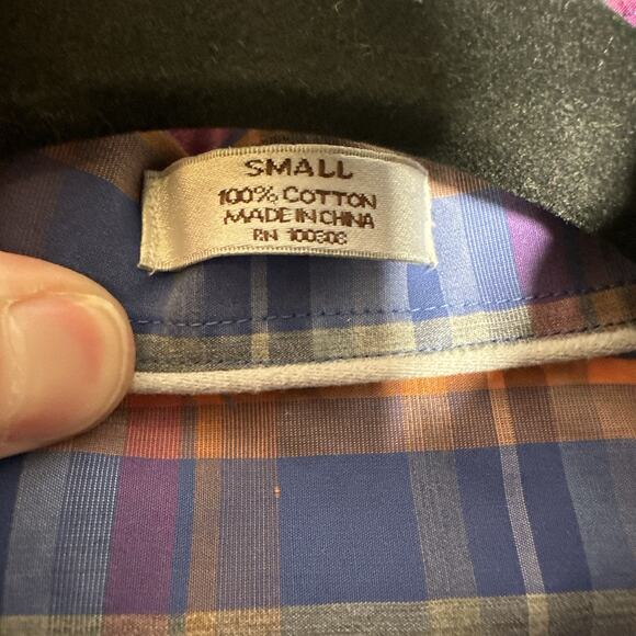 Peter Millar Plaid Button Down Shirt Men's Small Gingham Long Sleeve Cotton Knit - Picture 4 of 9